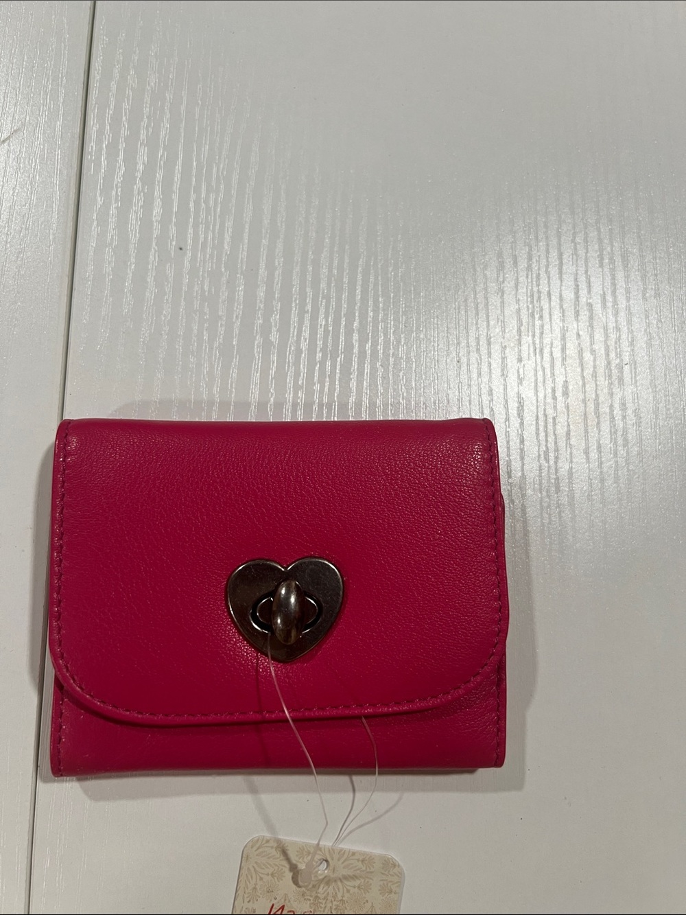 Free People Hot Pink Wallet with Heart Turn-Lock